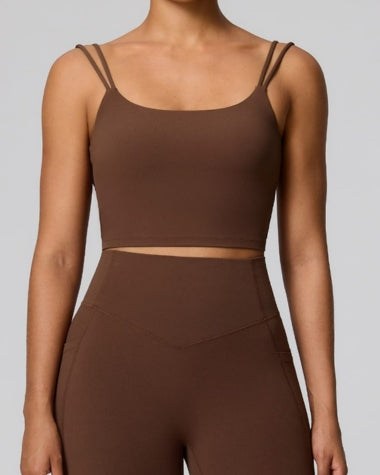 FlowDrape™ Double Straps Twisted Backless Yoga Tank Top